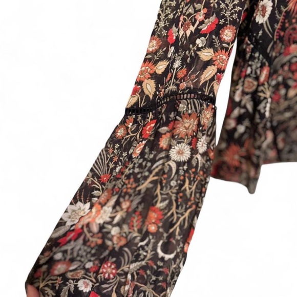 Intermix Floral Silk Deep Keyhole Women’s Blouse - Picture 2 of 9